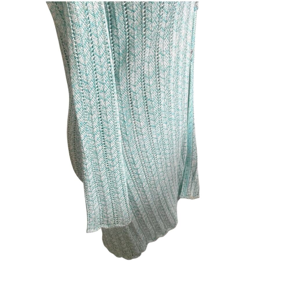 St. John Sport Crochet Longline Knit Cardigan Teal Size Small Petite Beaded Hook - Picture 8 of 16